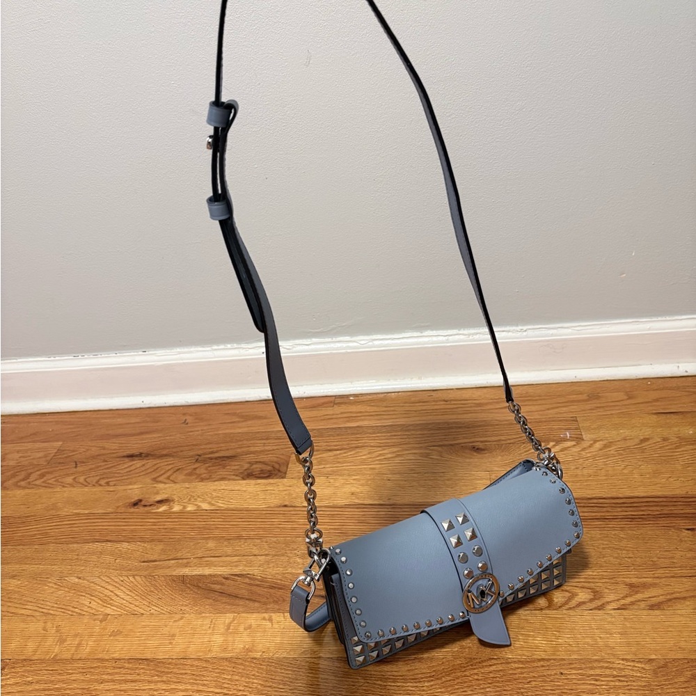 Michael Kors Blue Studded Crossbody Bag - Picture 3 of 9